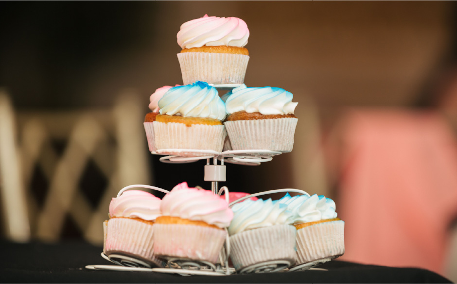 Stack of Cupcakes on circular rack.